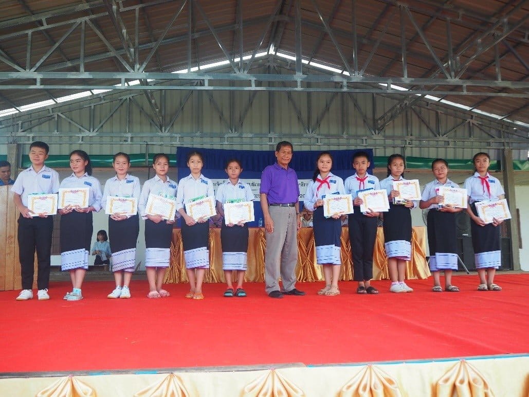 NT1PC Donation of Funds to Phonsy Lower Secondary School to Build a Roof for the School’s Recreation Hall and Rewards for Outstanding Students – June 6, 2019, Pakkading District, Bolikhamxay Province